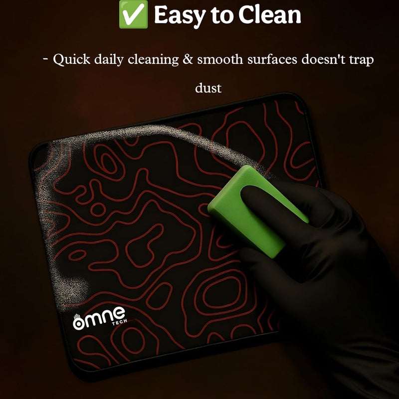 omne TECH Mousepad for Desk | Smooth Waterproof Surface, Anti-Slip Rubber Base, Durable & Comfortable Mouse Pad for Office, Laptop & Computer (red and Black) - Image 2