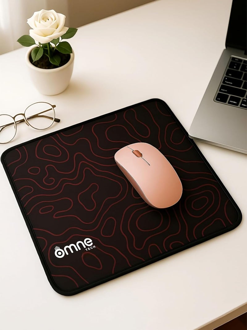 omne TECH Mousepad for Desk | Smooth Waterproof Surface, Anti-Slip Rubber Base, Durable & Comfortable Mouse Pad for Office, Laptop & Computer (red and Black) - Image 3