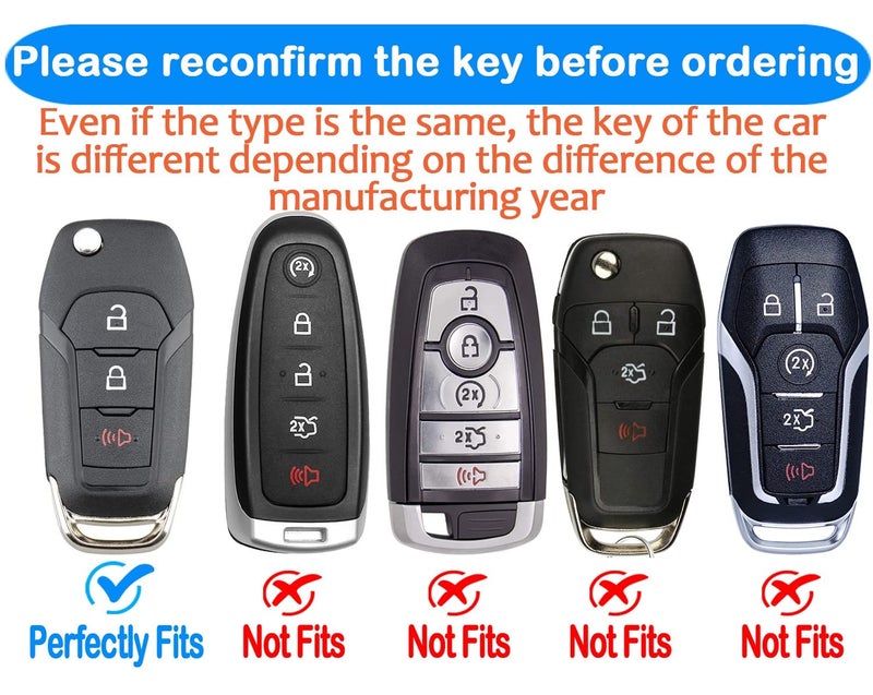 Tukellen for Ford Key Fob Cover Soft TPU Full Protection Key Shell Key Case Compatible with Ford F150 F250 F350 F450 F550 Explorer Ranger Escape Key Shell (Blue) - Image 2