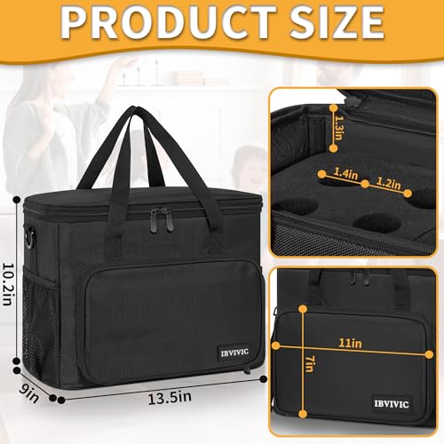 IBVIVIC 8 Slots Wireless Microphone Case with Foam, 1680D Heavy Duty Oxford Fabric Microphone Bag with Shoulder Strap, Black - Image 2
