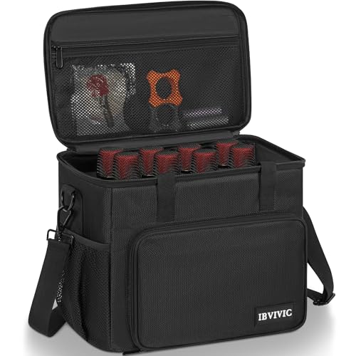 IBVIVIC 8 Slots Wireless Microphone Case with Foam, 1680D Heavy Duty Oxford Fabric Microphone Bag with Shoulder Strap, Black - Image 1