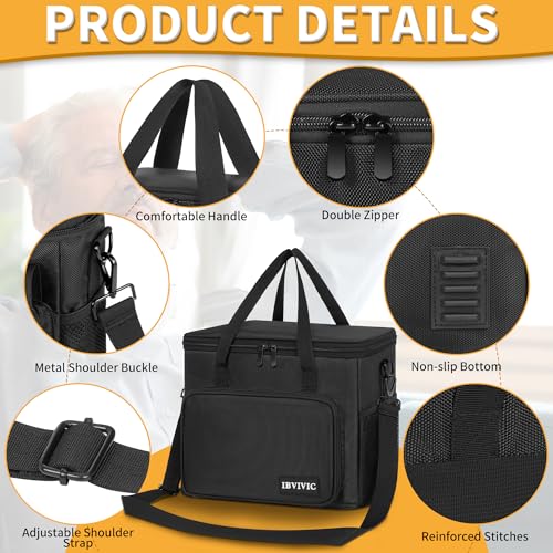IBVIVIC 8 Slots Wireless Microphone Case with Foam, 1680D Heavy Duty Oxford Fabric Microphone Bag with Shoulder Strap, Black - Image 3