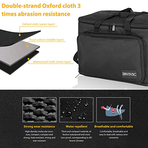 IBVIVIC 8 Slots Wireless Microphone Case with Foam, 1680D Heavy Duty Oxford Fabric Microphone Bag with Shoulder Strap, Black - Image 5