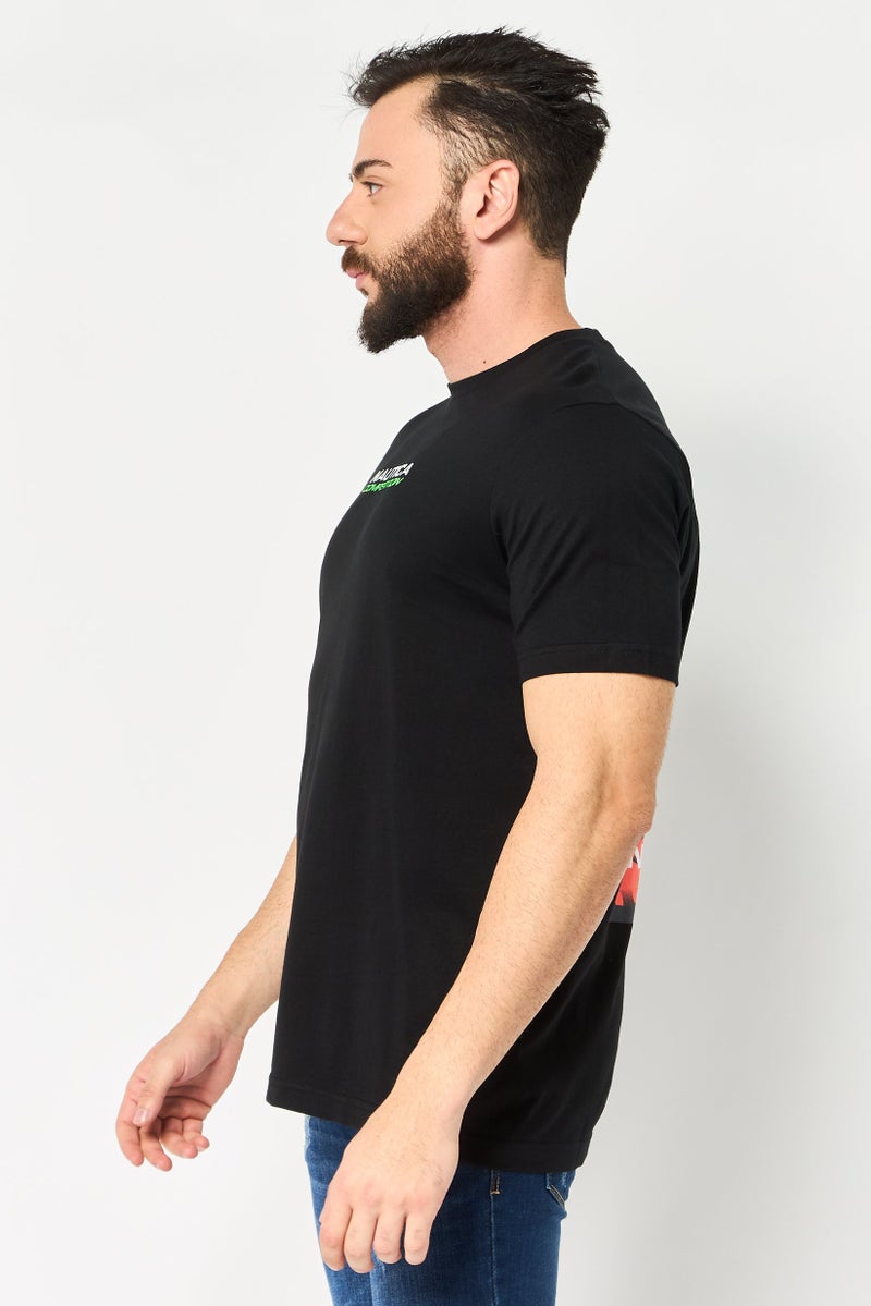 NAUTICA Men Crew Neck Short Sleeve Embroidered Logo T-Shirt, Black - Image 3