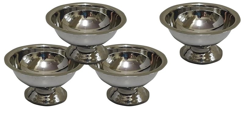 Dynore مجموعة دينور من 4 أكواب آيس كريم/وعاء شوربة من الفولاذ المقاوم للصدأ مع حامل - Image 1