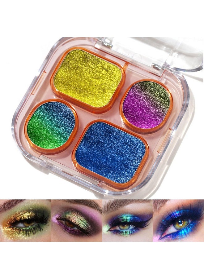 يوكانبي لوحة مكياج ظلال العيون متعددة الألوان من UCANBE، 4 ألوان من ظلال العيون اللامعة المعدنية ثلاثية الأبعاد، مجموعة مكياج العيون ثنائية الألوان متعددة الأبعاد من الكروم الكريمي عالي الصبغة - Image 1