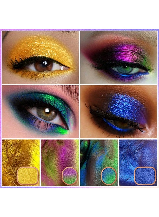 يوكانبي لوحة مكياج ظلال العيون متعددة الألوان من UCANBE، 4 ألوان من ظلال العيون اللامعة المعدنية ثلاثية الأبعاد، مجموعة مكياج العيون ثنائية الألوان متعددة الأبعاد من الكروم الكريمي عالي الصبغة - Image 3