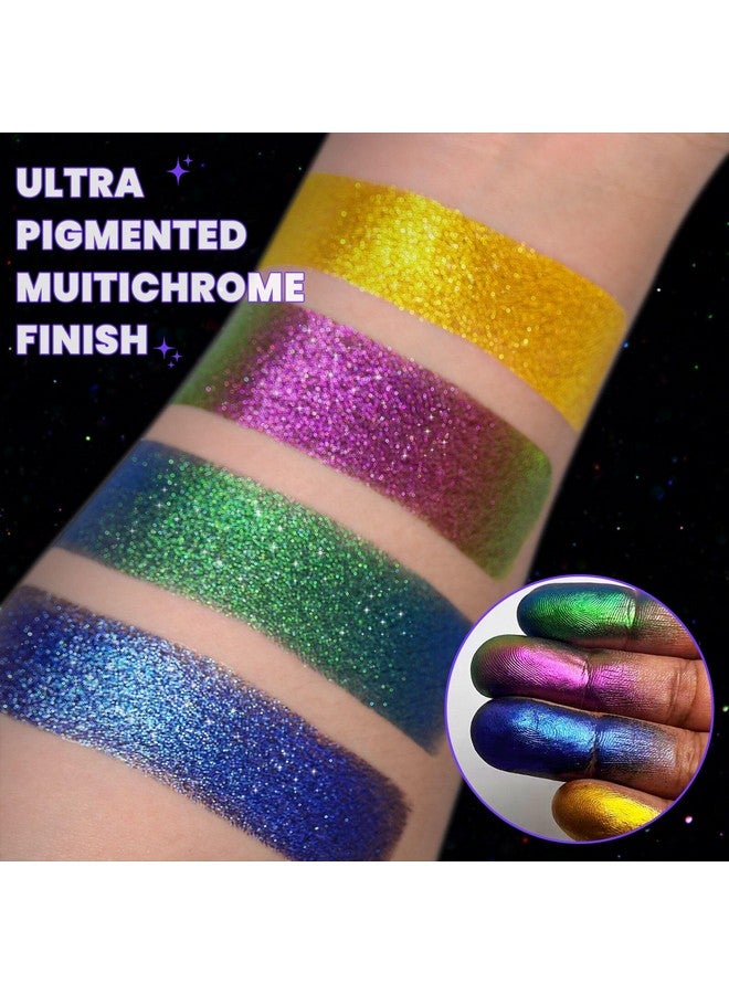 يوكانبي لوحة مكياج ظلال العيون متعددة الألوان من UCANBE، 4 ألوان من ظلال العيون اللامعة المعدنية ثلاثية الأبعاد، مجموعة مكياج العيون ثنائية الألوان متعددة الأبعاد من الكروم الكريمي عالي الصبغة - Image 4