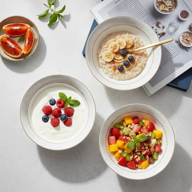 Shallow ISLA New Bone China Bowl 14 cm  Classic White Multipurpose Bowl for Daily Use, Brunch, Ramadan, Eid, Diwali, Coffee Station & Gifting - Image 5