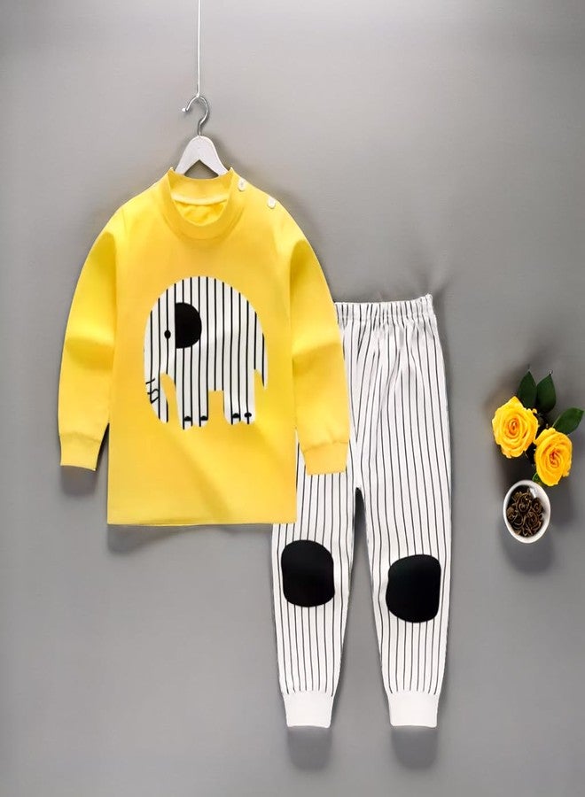 Fommy Baby Clothing Set - Adorable Yellow Elephant T Shirt with Striped Pants |Dress for Boys & Girls| Stylish Kids Dress for Boys | Comfortable Baby Girl Dress (Yellow Elephant, 0-6 Months) - Image 4