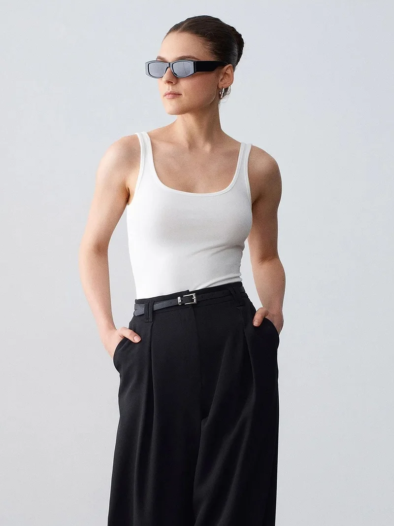 ديلفين DILVIN Sleeveless Slim Fit Jersey Blouse