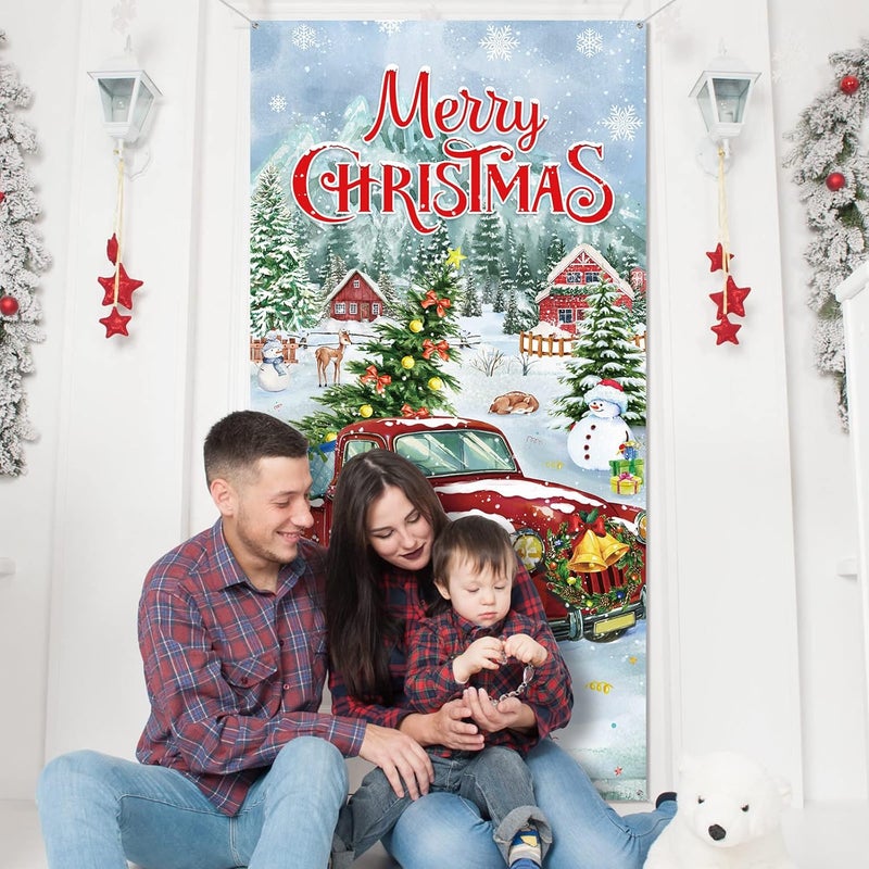BPA Christmas Door Cover with Red Truck Design - Image 2