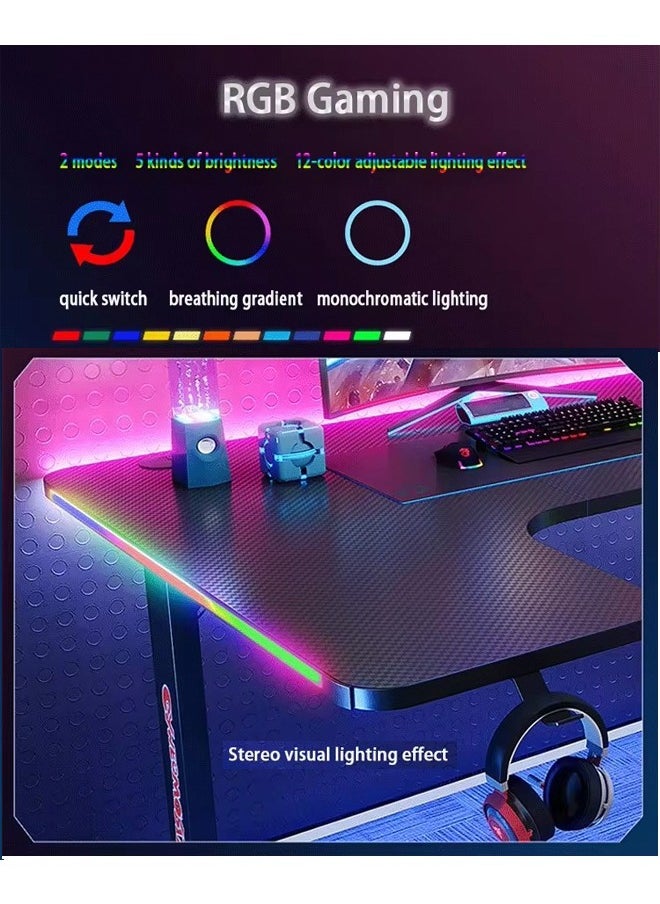 Ergonomic Gaming and Computer Desk with LED Lights 160 CM