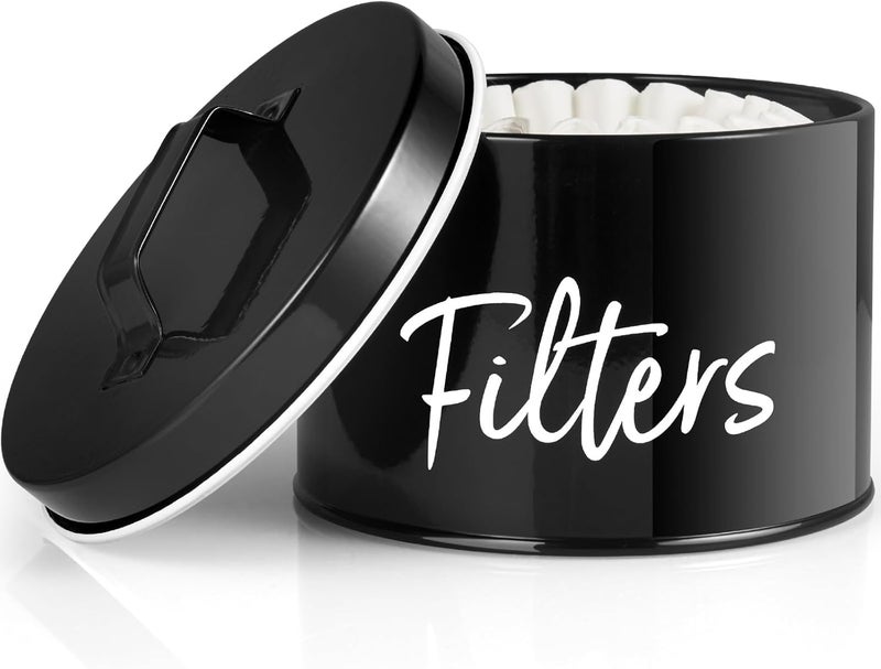 DRASTAR Coffee Filter Holder, Black Filter Storage with Lid for Counter, Storage Basket Container for Coffee Bar Accessories Decor - Image 1
