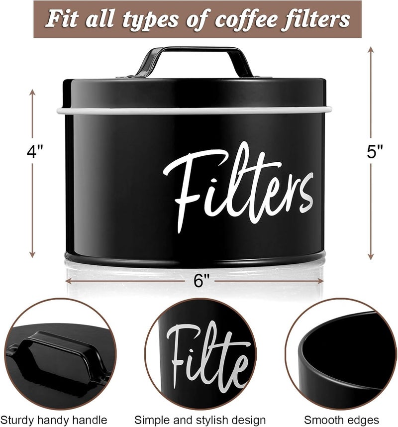 DRASTAR Coffee Filter Holder, Black Filter Storage with Lid for Counter, Storage Basket Container for Coffee Bar Accessories Decor - Image 3
