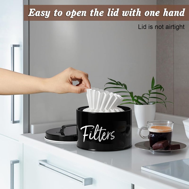 DRASTAR Coffee Filter Holder, Black Filter Storage with Lid for Counter, Storage Basket Container for Coffee Bar Accessories Decor - Image 5