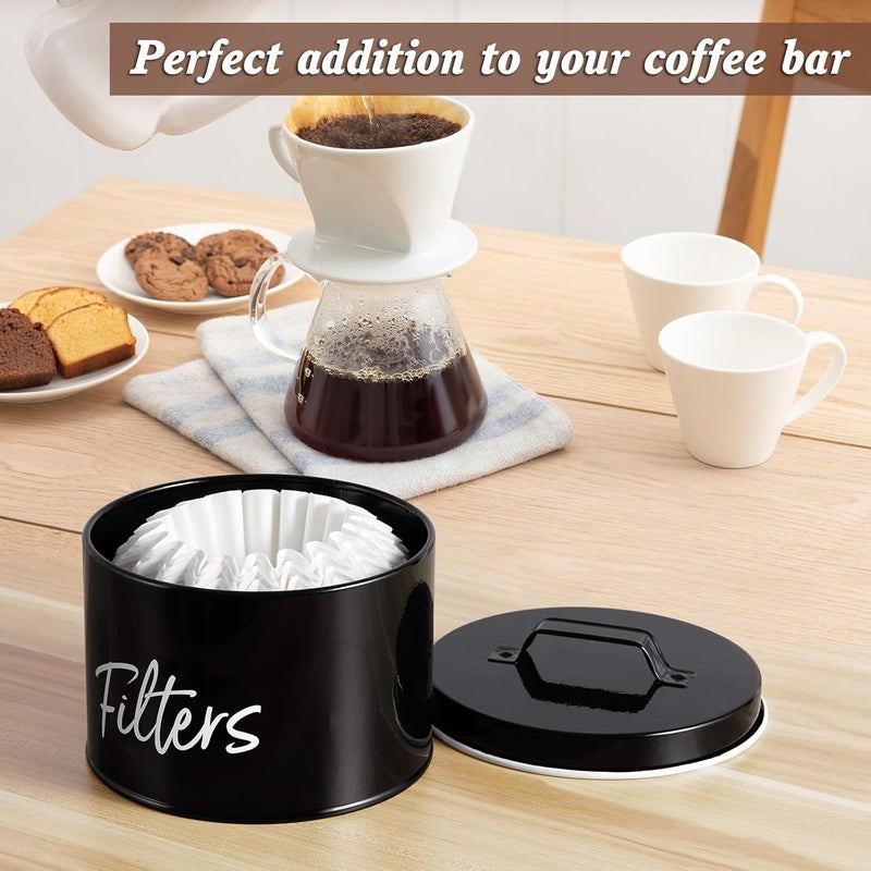 DRASTAR Coffee Filter Holder, Black Filter Storage with Lid for Counter, Storage Basket Container for Coffee Bar Accessories Decor - Image 2