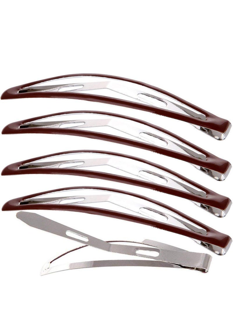 LONEEDY - LONEEDY Pack of 12 Large Metal Stoving Varnish Hair Snap Clips Noslip Hair Clips Barrettes For Women and Girl Brown - Image 1
