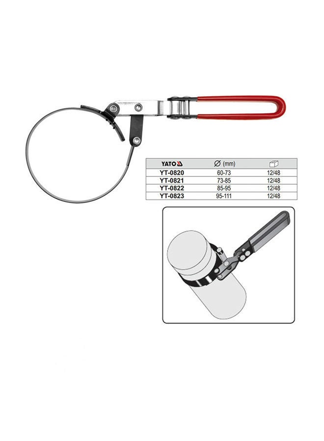 نيبمينينت مفتاح ربط فلتر الزيت بقطر 95-111 مم مزود بشريحة منزلقة مع مشبكين طراز YT-0823 فضي / أسود أحمر 111مم - Image 3