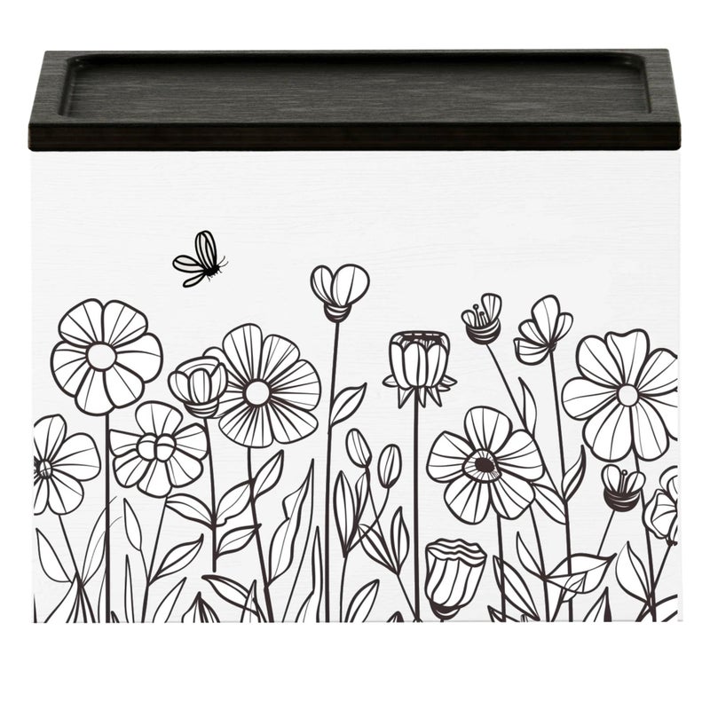 HOTCAN Discreet Wooden Tampon Holder for Bathroom with BuiltIn Vanity Lid Feminine Pads Dispenser Organizer for Bathroom Countertop Compact and Elegant Design Multiple Mounting Options Floral - Image 2