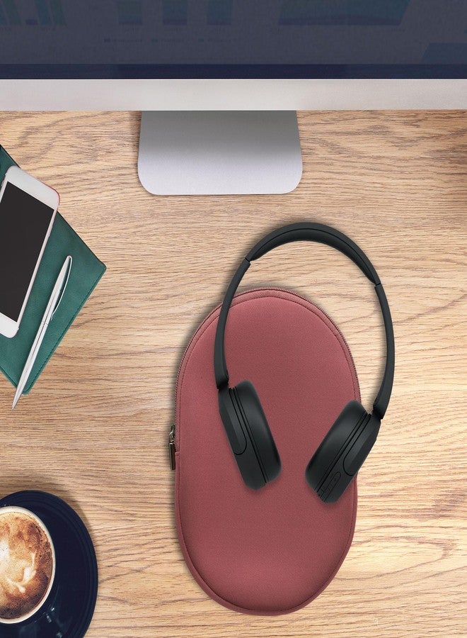 kwmobile Cover Compatible with Sony WH-CH520 / WH-CH510 / MDR-ZX110 Case - Neoprene Headset Cover - Pouch w/Zipper - Dark Rose - Image 3