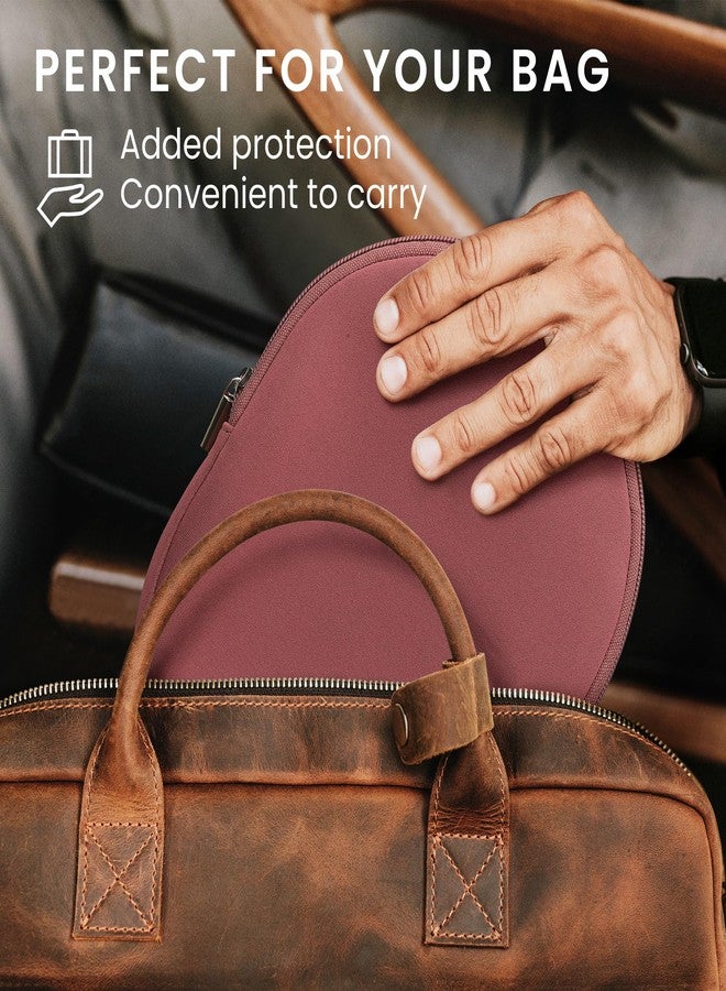 kwmobile Cover Compatible with Sony WH-CH520 / WH-CH510 / MDR-ZX110 Case - Neoprene Headset Cover - Pouch w/Zipper - Dark Rose - Image 5