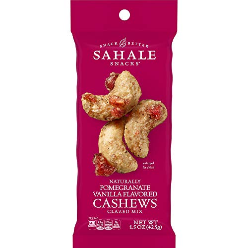 Sahale Snacks Pomegranate Vanilla Cashews, 1.5 oz Bags (18 Packs) - Dry-Roasted Deluxe Mixed Nuts with Pomegranate Infused Apples & Madagascar Vanilla - Non-GMO, Kosher, & Certified Gluten-Free Snacks - Image 2