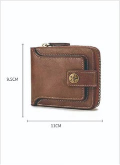 Men's Short Wallet European and American Fashion Retro Multifunctional Wallet Zipper Buckle Card Holder Brown - pzsku/ZD0198796D0E7E3B2F74DZ/45/1741233643/c44614ad-957a-44ed-8453-36fbd3d3c859