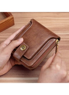 Men's Short Wallet European and American Fashion Retro Multifunctional Wallet Zipper Buckle Card Holder Brown - pzsku/ZD0198796D0E7E3B2F74DZ/45/1741233664/c9fef640-58d5-4a22-a3b7-b015f99801d8