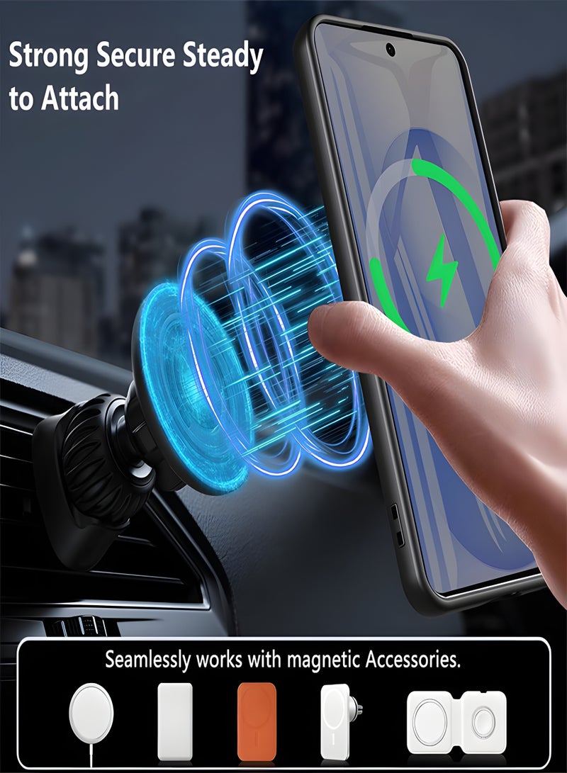 Magsafe Case for Samsung Galaxy A07 Magsafe Clear Cover Magnetic Wireless Charging Support, Shockproof Protection, Scratch-Resistant for Samsung Galaxy A07 - Black - Image 4