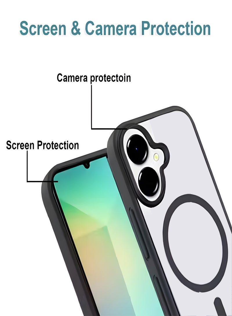 Magsafe Case for Samsung Galaxy A07 Magsafe Clear Cover Magnetic Wireless Charging Support, Shockproof Protection, Scratch-Resistant for Samsung Galaxy A07 - Black - Image 2