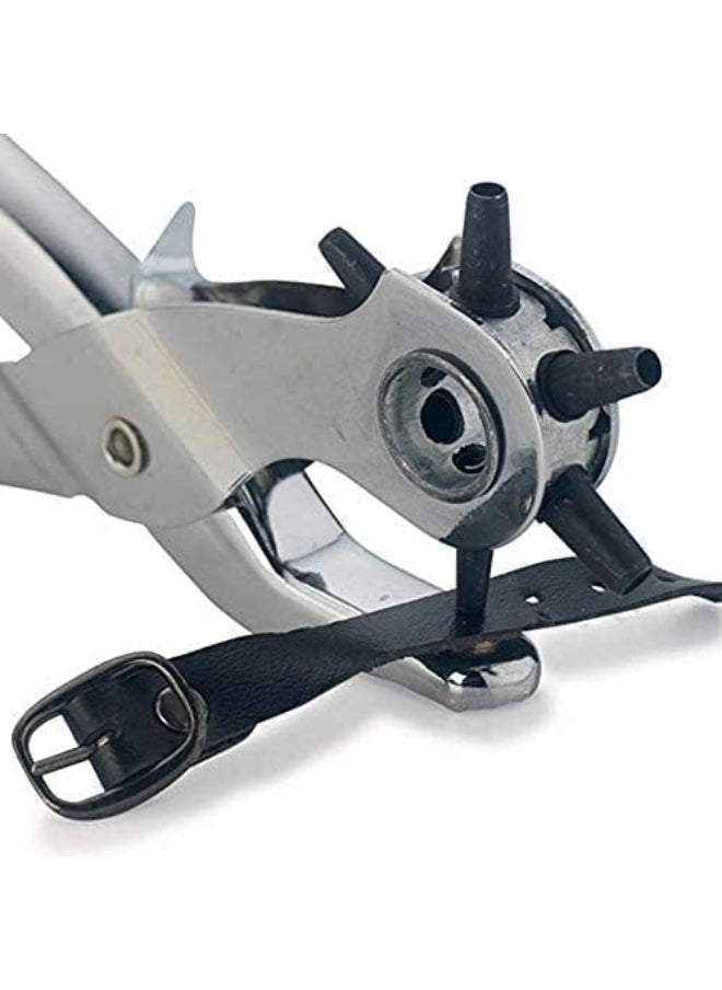 SCIENISH Best Leather Hole Punch Set For Belts, Watch Bands, Straps, Dog Collars, Saddles, Shoes, Fabric, Diy Home Or Craft Projects. Super Heavy Duty Rotary Puncher, Multi Hole Sizes Maker Tool  - Image 4