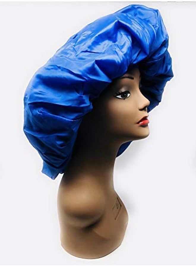 Dream Ream Super Jumbo Night & Day Cap Blue Satin Fabric Elastic Band Cotton Holds Hair In Place Large Extra Large One Size Fits All Sleep Cap Comfortable Soft Material - Image 4