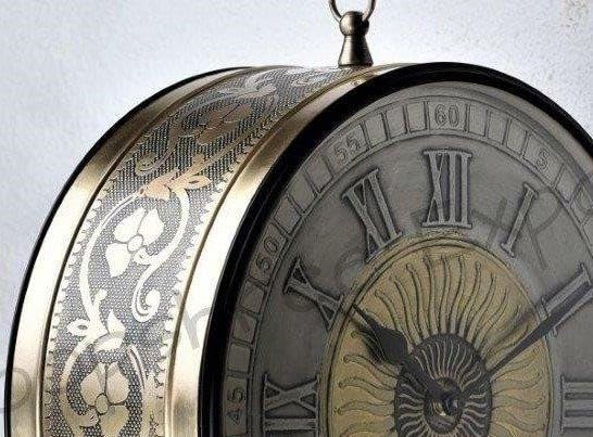 Vintage Clock Handcrafted Double Side Clock/Brass Finish/Artisitic Sun & Star Design/ 6509-10-BW2&BW1 - Image 4