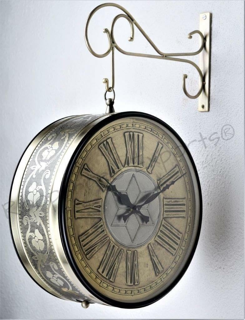 Vintage Clock Handcrafted Double Side Clock/Brass Finish/Artisitic Sun & Star Design/ 6509-10-BW2&BW1 - Image 3