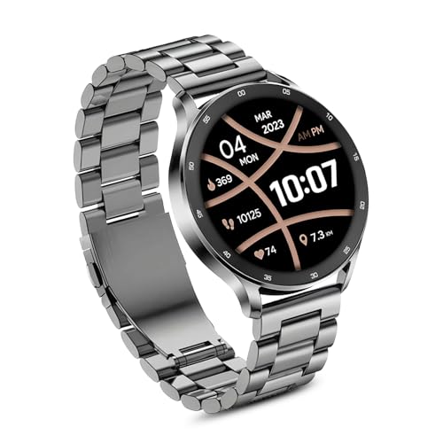 PunnkFunnk Newly Launched Metal Chain Active 2 Max Bluetooth Calling Smartwatch 1.3" Amoled Display 360*360 High Resolution 4.2 BT with, 100+ Sports Mode with IP68, Tracking, AI Voice Assistant(Grey) - Image 1