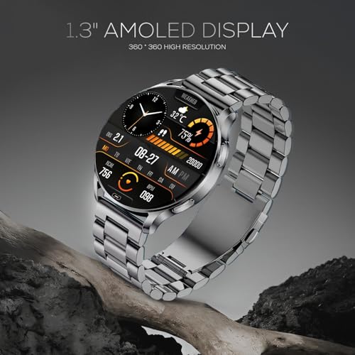 PunnkFunnk Newly Launched Metal Chain Active 2 Max Bluetooth Calling Smartwatch 1.3" Amoled Display 360*360 High Resolution 4.2 BT with, 100+ Sports Mode with IP68, Tracking, AI Voice Assistant(Grey) - Image 2