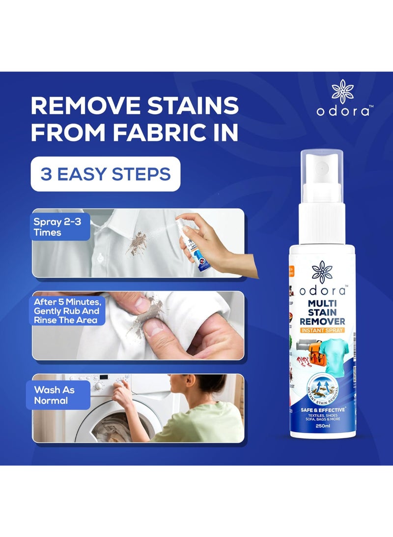 Odora Multi Instant Stain Remover Spray – Removes 300+ Stains, Quick And Easy to use on Clothes, Shoes, Sofas And Carpet, Free from Bleach, Peroxide, Chlorine, or Parabens, Travel-Friendly 250ml - Image 3