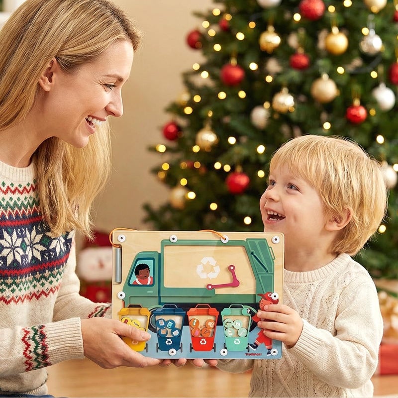 TOP BRIGHT Magnetic Color Maze Sorting Game Montessori Toys for 3+ Year Old Boys Gifts, Wooden Garbage Recycling Game Toddler Travel Toys Fine Motor Skills - Image 3