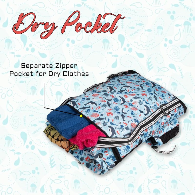 WHACKK Aqua Arctic Unisex Swimming Bag |Water Sports |Dry Bags |Wet Pocket |Accessories |Beach Bag |Storage Swim Gym Gears |Drawstring Backpack |Netball Backpack | Pocket for Cap and Goggles - Image 5