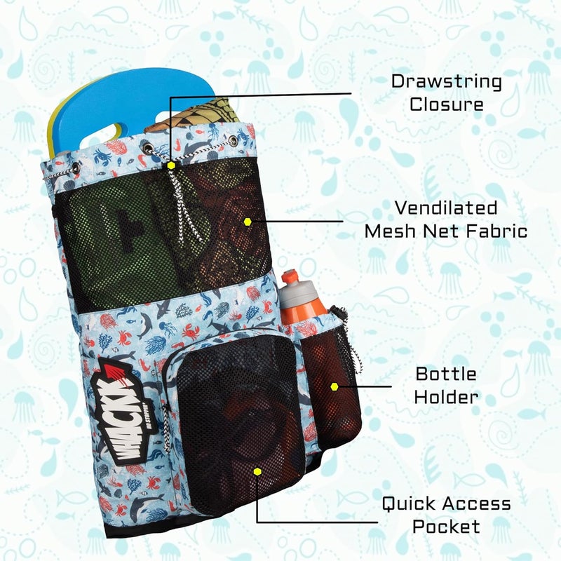 WHACKK Aqua Arctic Unisex Swimming Bag |Water Sports |Dry Bags |Wet Pocket |Accessories |Beach Bag |Storage Swim Gym Gears |Drawstring Backpack |Netball Backpack | Pocket for Cap and Goggles - Image 3