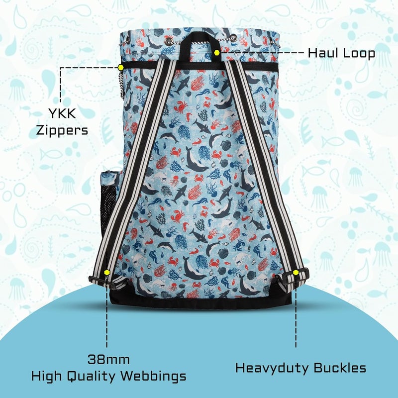 WHACKK Aqua Arctic Unisex Swimming Bag |Water Sports |Dry Bags |Wet Pocket |Accessories |Beach Bag |Storage Swim Gym Gears |Drawstring Backpack |Netball Backpack | Pocket for Cap and Goggles - Image 4