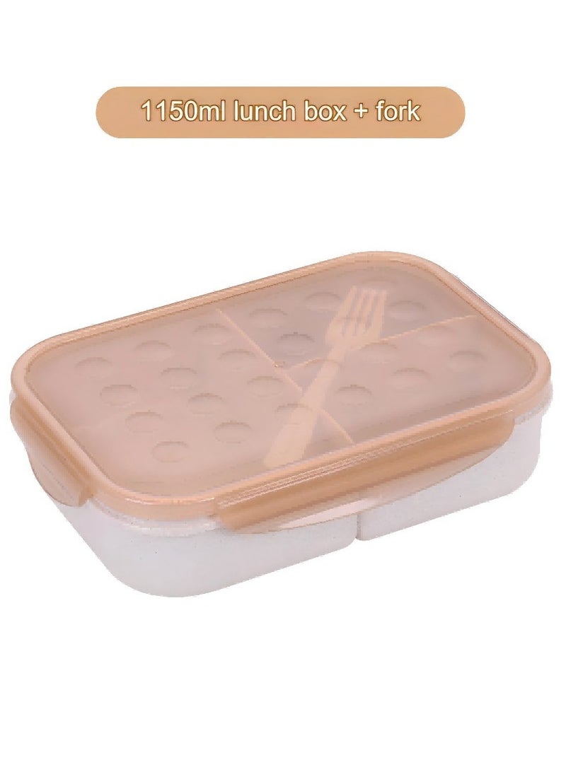 HaveDream Student Lunch Box With Fork, Microwaveable Lunch Box - Apricot Yellow - Image 2