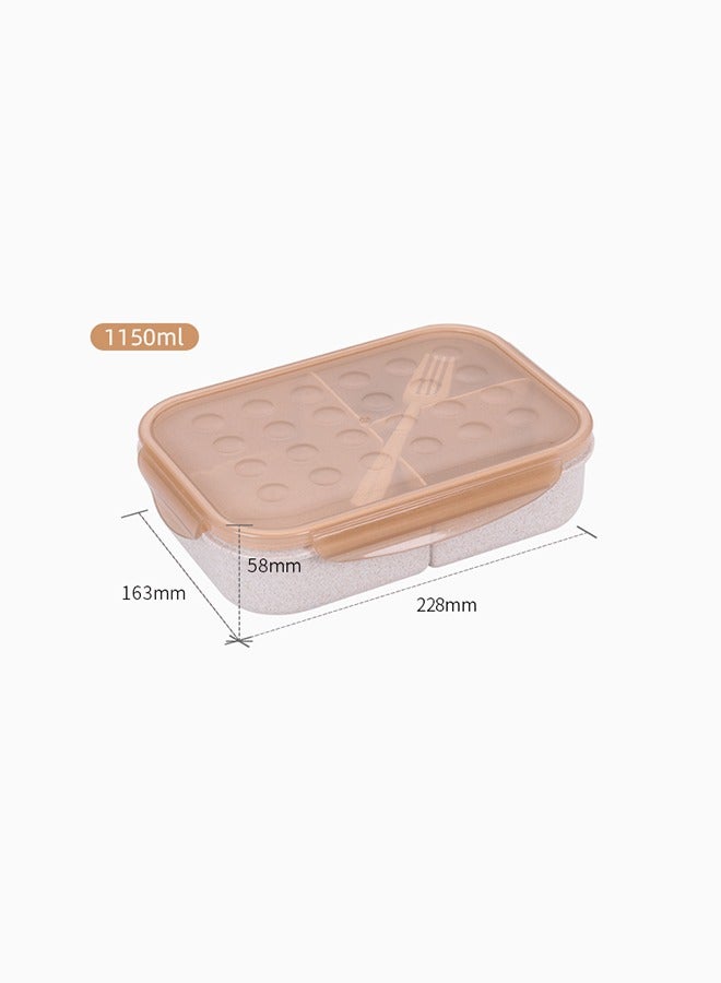 HaveDream Student Lunch Box With Fork, Microwaveable Lunch Box - Apricot Yellow - Image 1