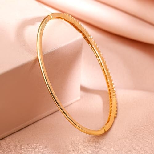 Rubans 22K Gold-Plated Cubic Zirconia Studded Sleek Bangle-Style Bracelet for Women – for Casual & Festive Occasions - Image 2