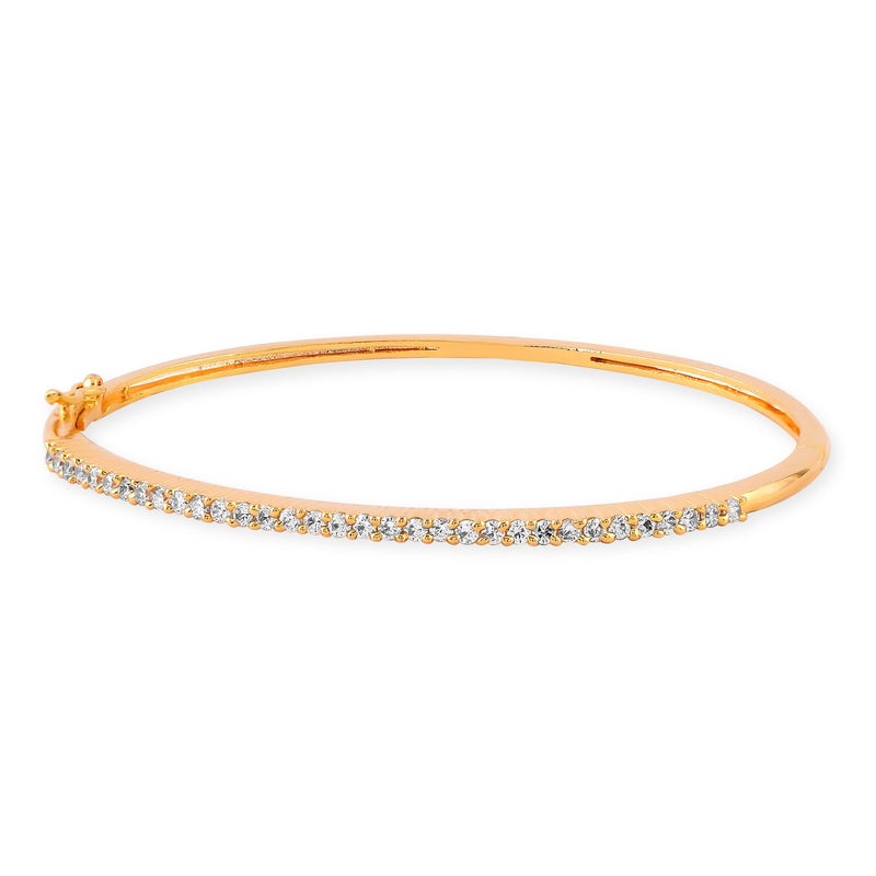 Rubans 22K Gold-Plated Cubic Zirconia Studded Sleek Bangle-Style Bracelet for Women – for Casual & Festive Occasions - Image 3