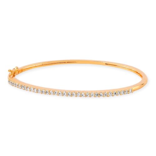 Rubans 22K Gold-Plated Cubic Zirconia Studded Sleek Bangle-Style Bracelet for Women – for Casual & Festive Occasions - Image 1