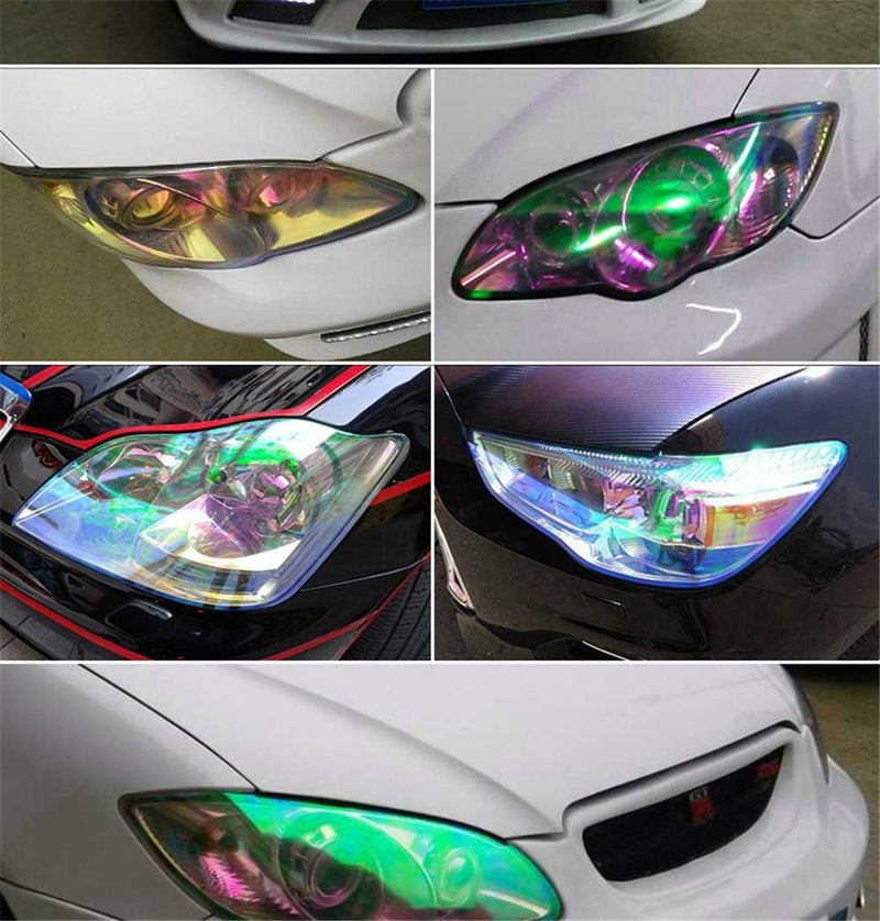 F & B LED LIGHTS 12 by 48 inches Self Adhesive Shiny Chameleon Headlights Tail Lights Fog Lights Films,Film Sheet Sticker,Tint Vinyl Film with Tools (Fluorescence Yellow) - Image 3