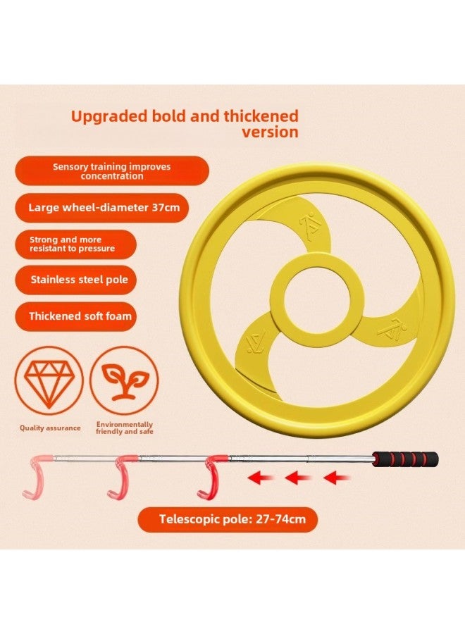 Iron Ring Rolling Iron Ring Push Iron Ring Children's Primary School Kindergarten Iron Ring Hand Push Bold Round 80 Nostalgic Toys-Specifications:37cm Yellow Plastic Rolling Hoop ❤  - Image 1