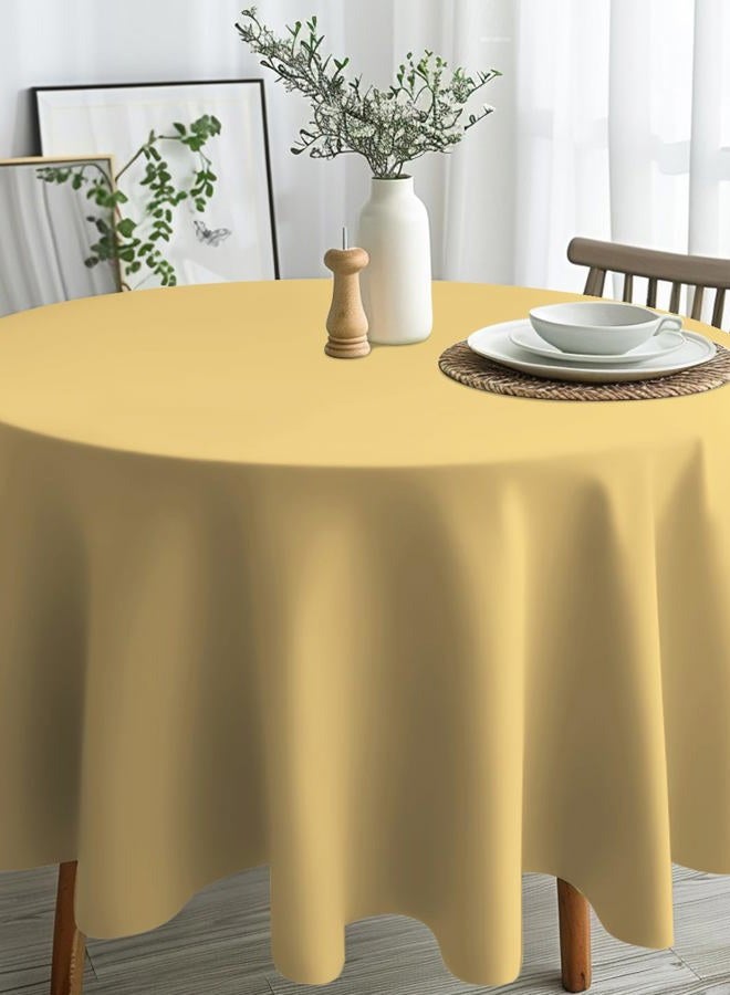 HEIPINIUYE 3 Pack Gold Tablecloth Round 84 Inch Round Plastic Table Cloth Waterproof Disposable Round Table Cover for Party Birthday Camping Picnic Baby Shower Circle Tablecloth - Image 3